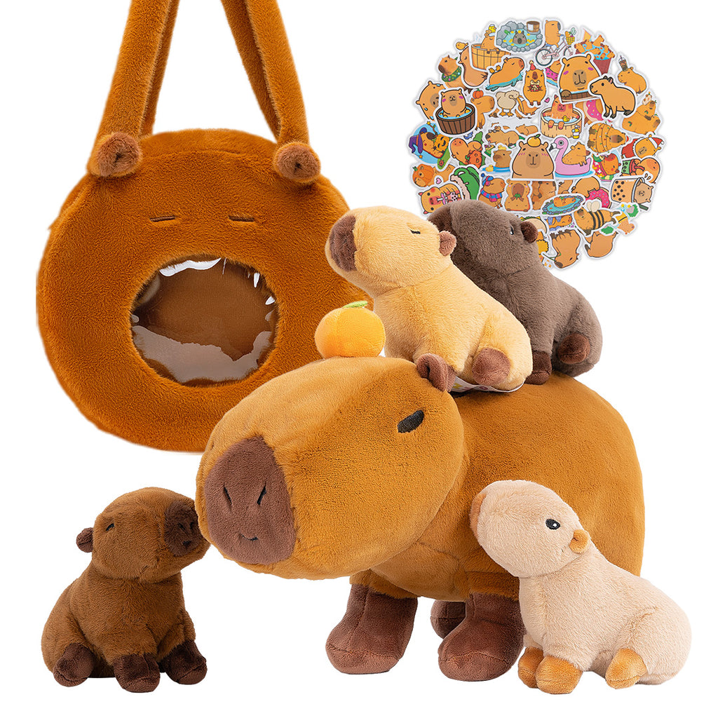 15" Capybara Stuffed Animal with 4 Babies Capybara Inside