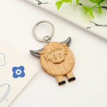 Load image into Gallery viewer, 2 pcs Handmade Wooden Highland Cattle Keychain