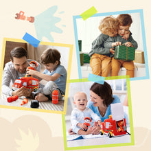 Load image into Gallery viewer, Personalized Baby&#39;s First Fire Truck Plush Sensory Toy Set with 5 Firefighting Supplies