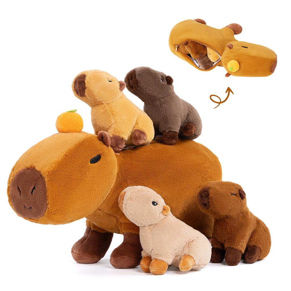 Capybara Stuffed Animal with 4 Babies Capybara Inside