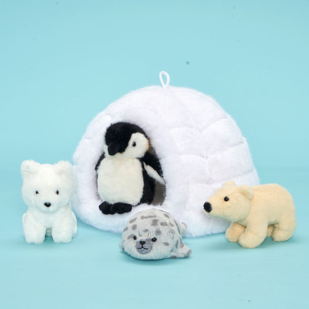 Igloo with 4 Animals Plush Toy Set