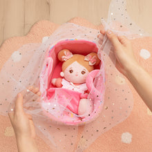 Load image into Gallery viewer, Bassinet Baby Doll - Name Personalizable, Tulle Ribbon Basket Wrap