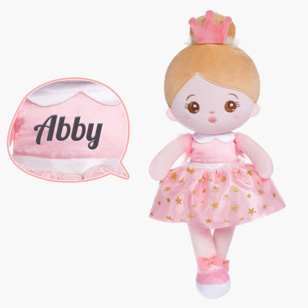 Personalized Pink Princess Plush Baby Girl Doll + Backpack