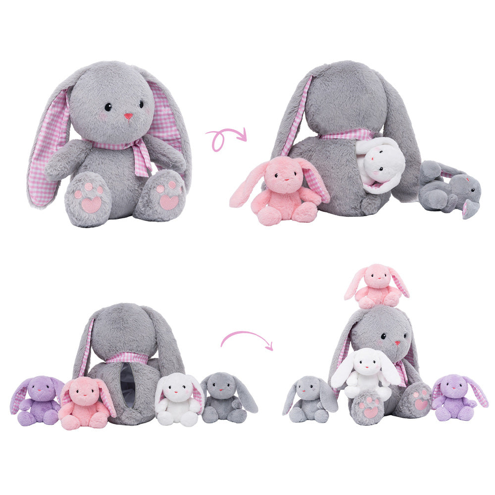 Plush Stuffed Animal Mommy with 4 Babies - 8 Themes