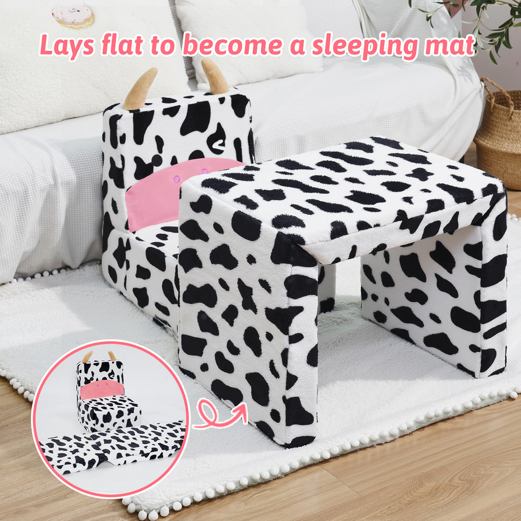 2 In 1 Cute Dairy Cow Pattern Children Sofa Couch and Desk