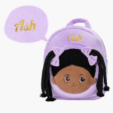 Load image into Gallery viewer, Personalized Purple Deep Skin Tone Plush Ash Doll + Backpack