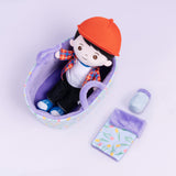 Personalized Black Hair Boy Doll + Cloth Basket Gift Set