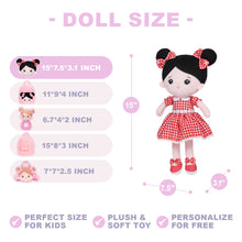 Load image into Gallery viewer, Personalized Black Hair Red Plaid Dress Plush Baby Girl Doll