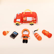 Load image into Gallery viewer, Personalized Baby&#39;s First Fire Truck Plush Sensory Toy