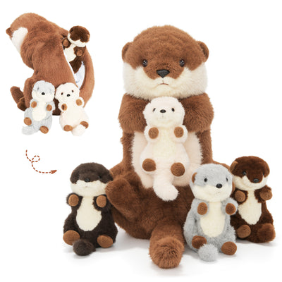 Otter Plush Stuffed Animal with 4 Babies
