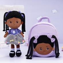 Load image into Gallery viewer, Personalized Purple Deep Skin Tone Plush Ash Doll + Backpack