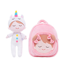 Load image into Gallery viewer, Personalized Iris White Unicorn Girl Doll + Backpack