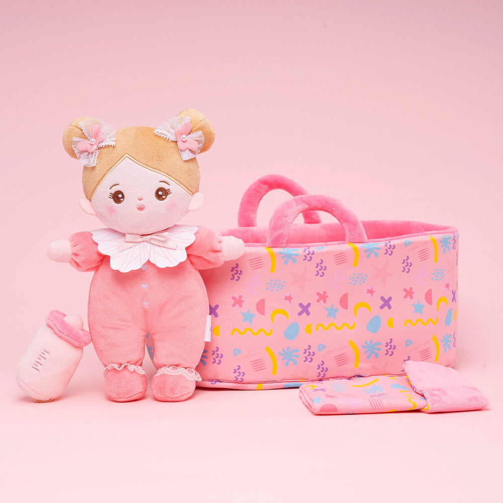 Personalized Pink Mini Plush Rag Baby Doll & Gift Set