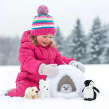 Load image into Gallery viewer, Igloo with 4 Animals Plush Toy Set
