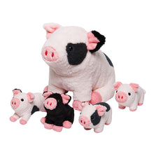 Load image into Gallery viewer, Spotted Swine Pig Mommy Stuffed Animal Set with 4 Piglets Inside