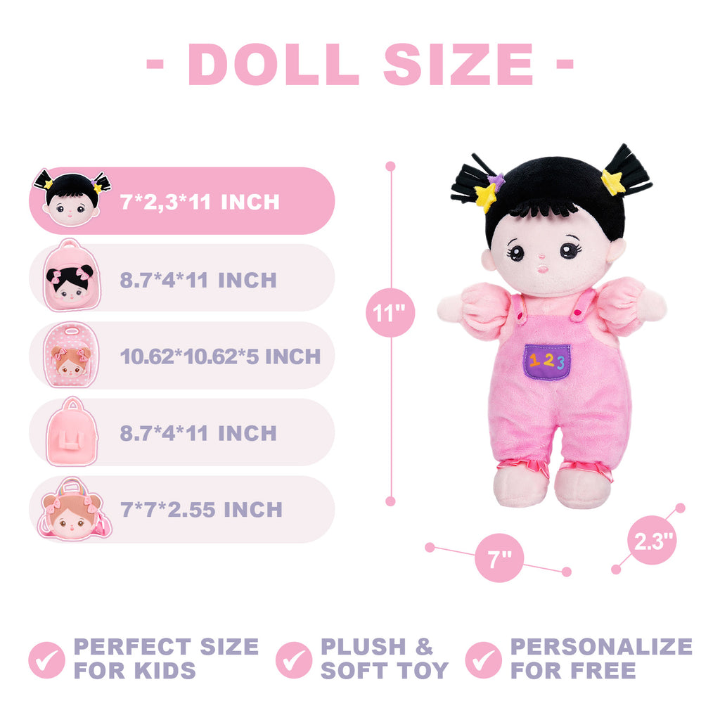 Personalized Black Hair Brunettes Plush Doll