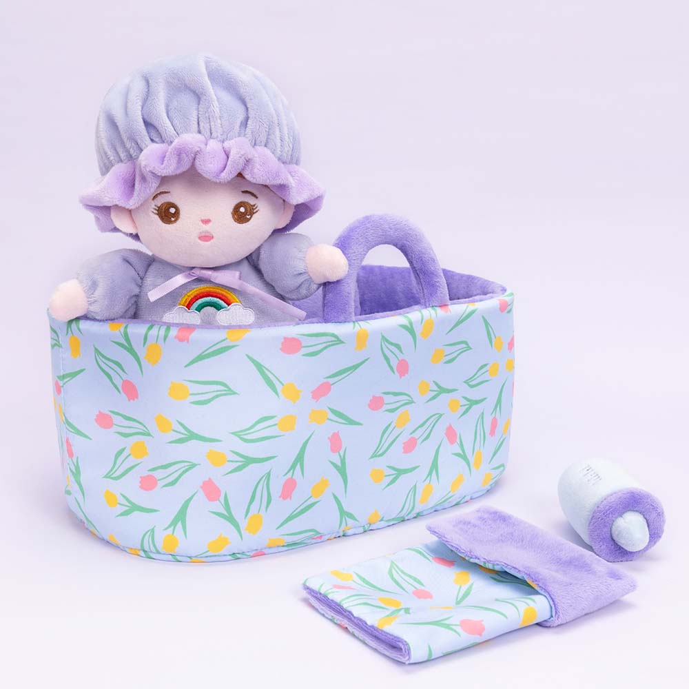 Personalized Purple Mini Plush Baby Girl Doll & Gift Set