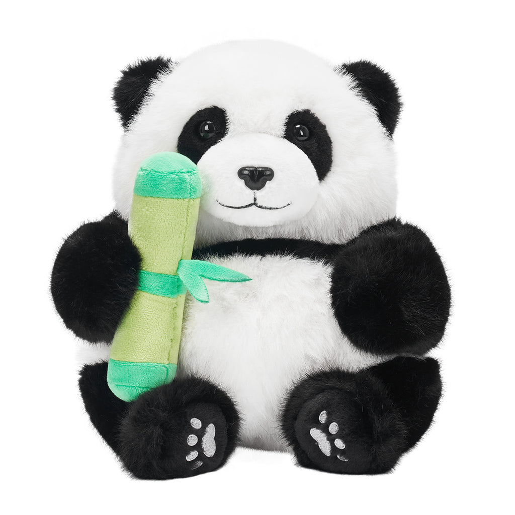 Plush Stuffed Panda Mommy with 3 Babies in Bamboo Bag Set