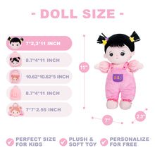 Load image into Gallery viewer, Personalized Black Hair Mini Plush Rag Baby Doll &amp; Gift Set