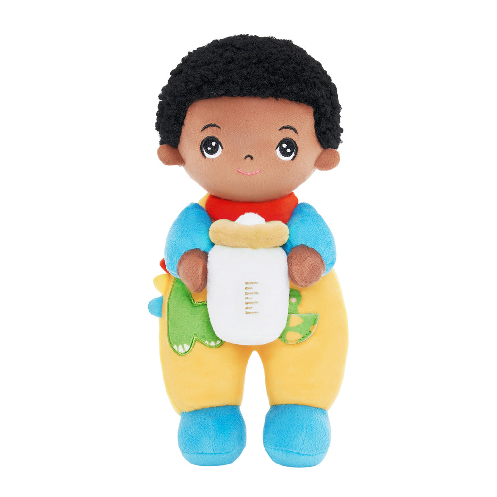 Mini Personalized Dinosaur Black Skin Boy Plush Doll & Gift Set