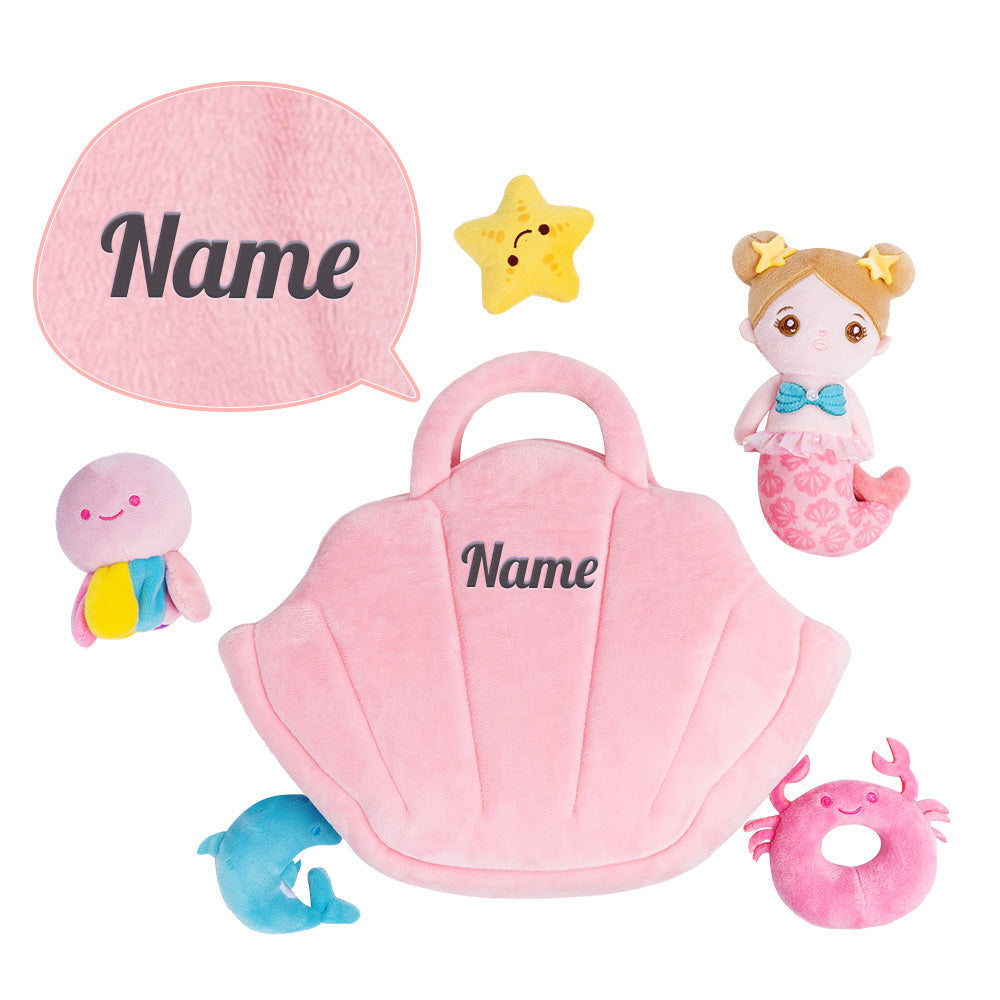 Personalized Baby's First Mermaid Shell Bag Sensory Toy Set