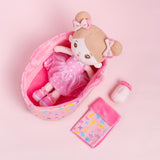 Personalized Abby Pink Girl Doll + Cloth Basket Gift Set