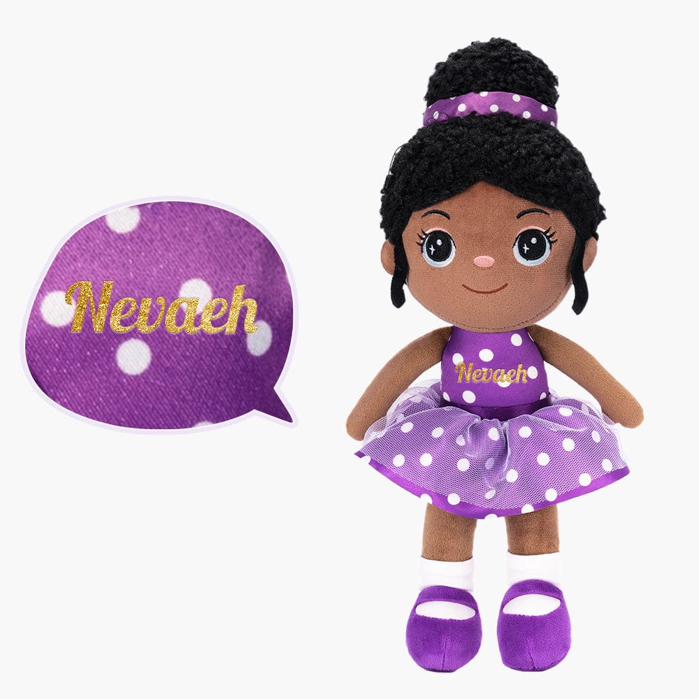 Personalized Deep Skin Tone Plush Doll Purple Nevaeh