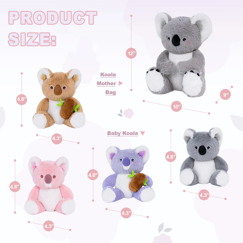 Koala Family with 4 Babies Plush Playset Animals Stuffed Gift Set for Toddler