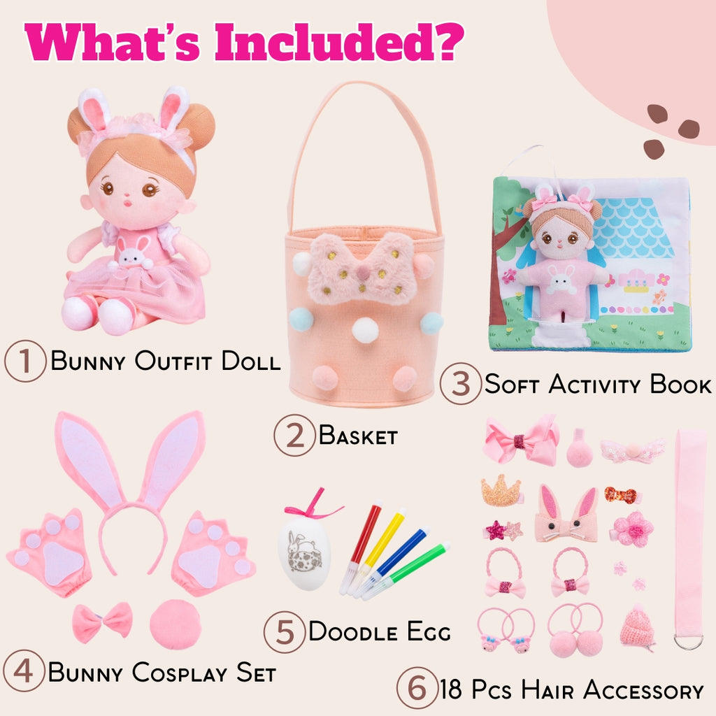 Easter Sale - Personalized Bunny Girl Plush Doll Gift Set