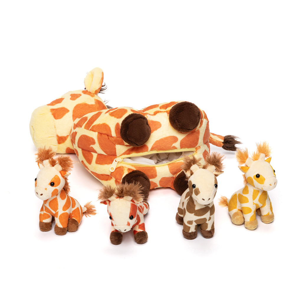 Giraffe Mommy with 4 Babies Plush Stuffed Animal Set