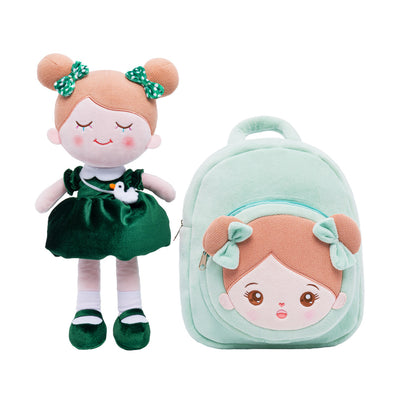 Personalized Dark Green Doll + Backpack