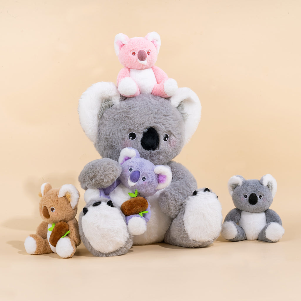 Koala Family with 4 Babies Plush Playset Animals Stuffed Gift Set for Toddler