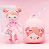 Personalized Pink Cat Plush Baby Girl Doll + Backpack