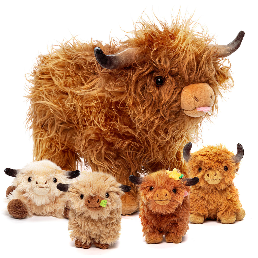 Scottish Highland Cow Cattle Stuffed Animal with 4 Babies Inside