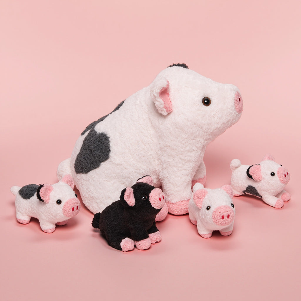 Spotted Swine Pig Mommy Stuffed Animal Set with 4 Piglets Inside