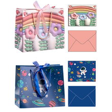 Load image into Gallery viewer, Paper Hand-held Gift Bag and Gift Card - Pink &amp; Blue