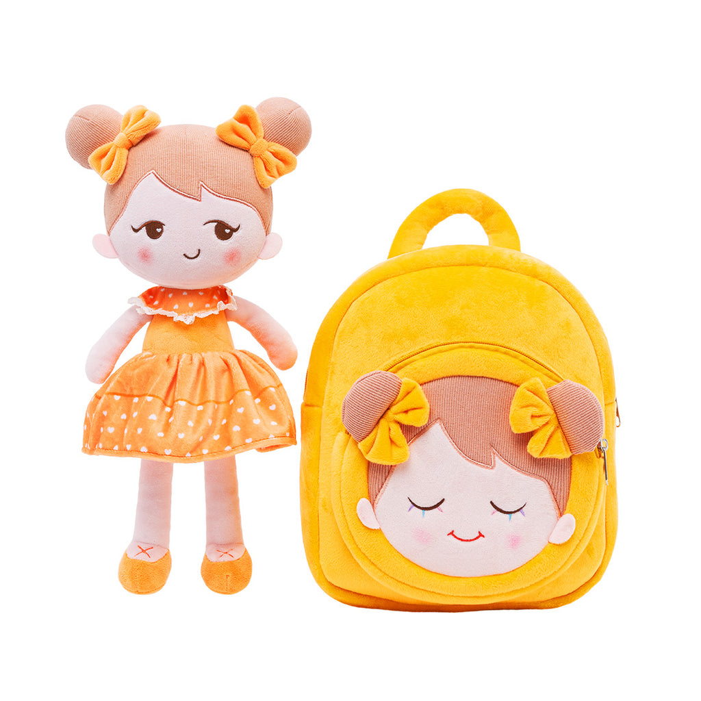 Personalized Becky Orange Girl Doll + Backpack