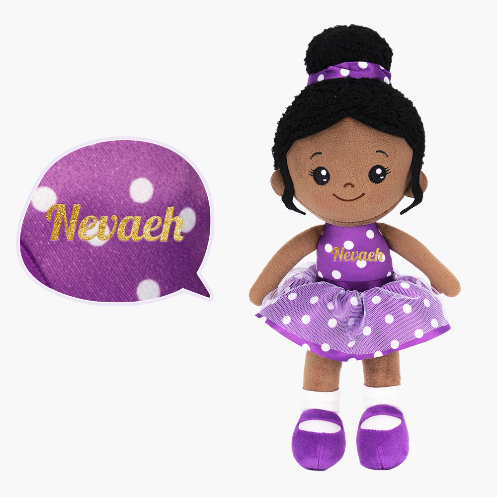 Personalized Deep Skin Tone Plush Nevaeh Purple Doll + Backpack