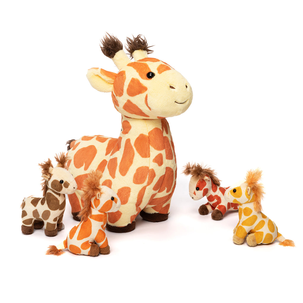 Giraffe Mommy with 4 Babies Plush Stuffed Animal Set