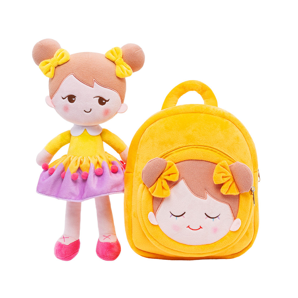 Personalized Becky Yellow Girl Doll + Backpack