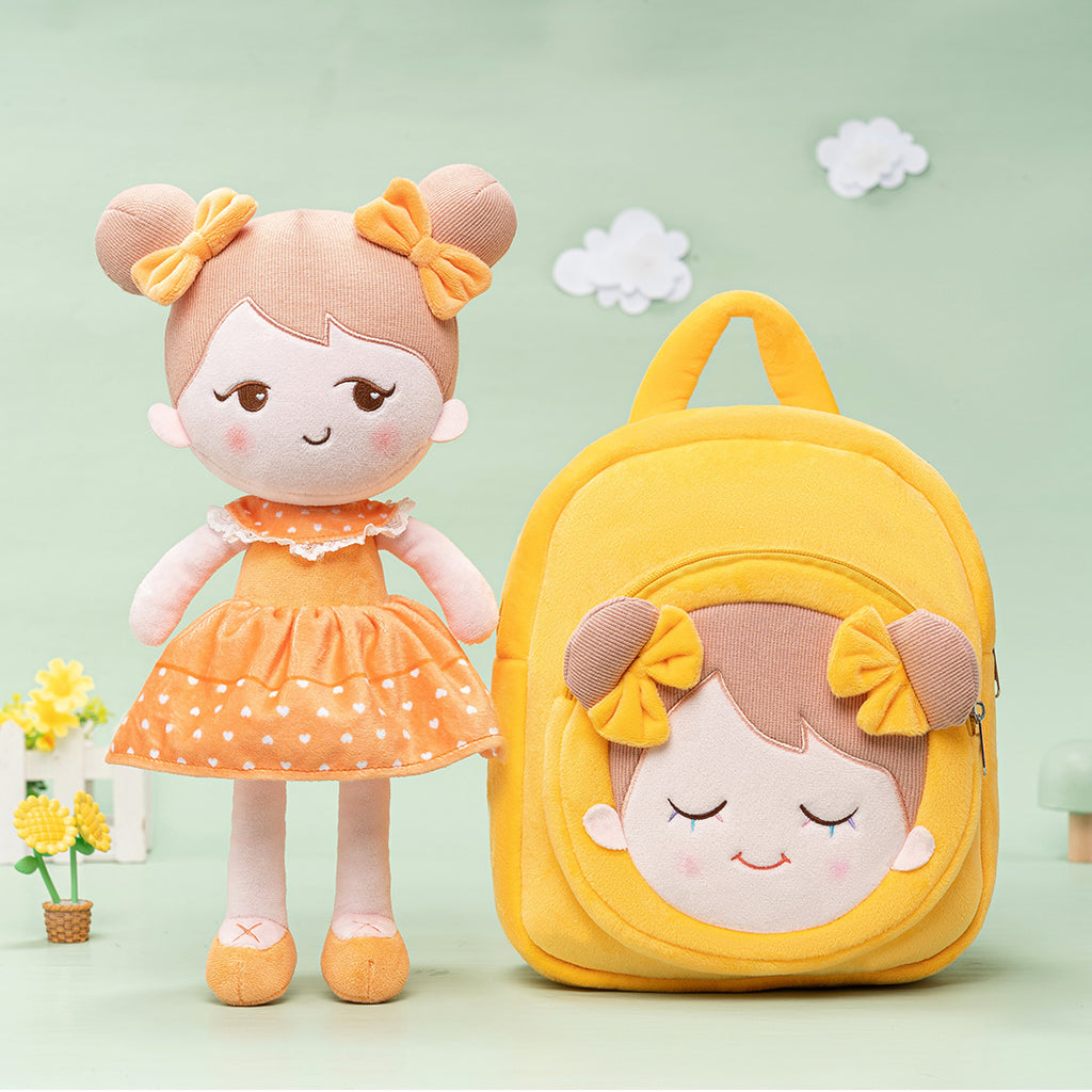 Personalized Becky Orange Girl Doll + Backpack