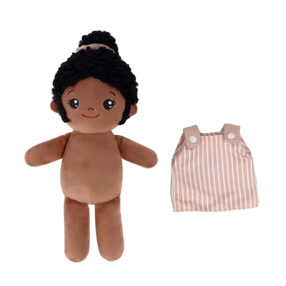 Multi-Ethnic 8'' Plush Dolls Sound Toy Gift | Set Of 5 Dolls + 1 Cloth Basket