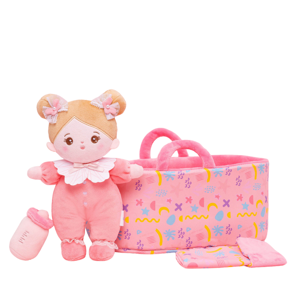 Personalized Pink Mini Plush Rag Baby Doll & Gift Set