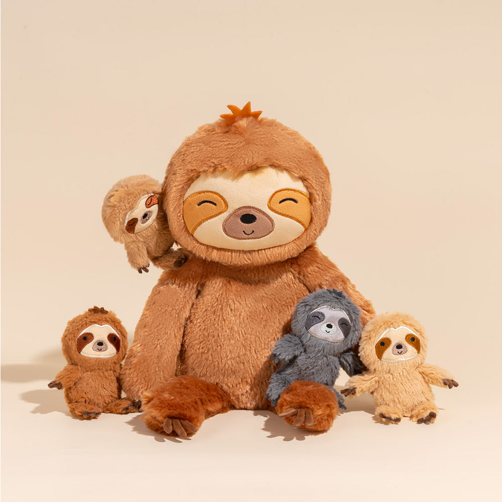 Sloth Family with 4 Babies Plush Playset Animals Stuffed Gift Set for Toddler