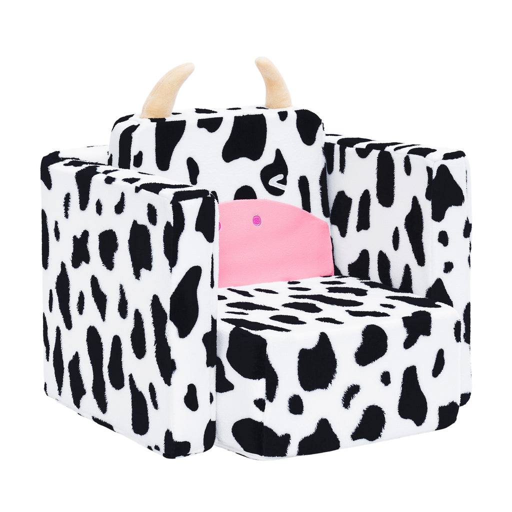 2 In 1 Cute Dairy Cow Pattern Children Sofa Couch and Desk