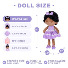 Load image into Gallery viewer, Personalized Deep Skin Tone Plush Curly Hair Baby Girl Doll + Backpack