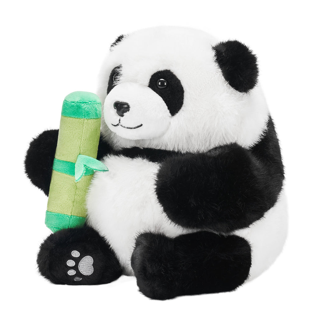 Plush Stuffed Panda Mommy with 3 Babies in Bamboo Bag Set