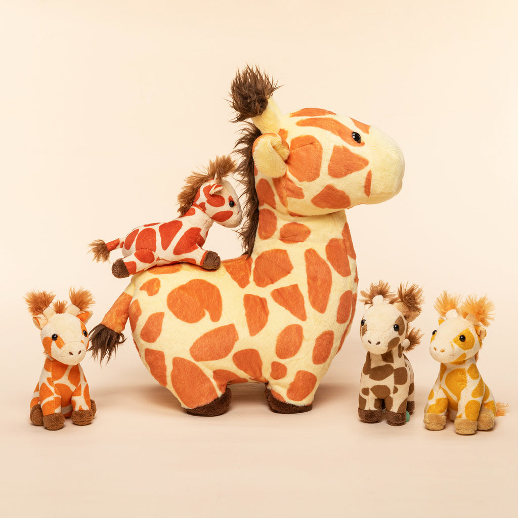 Giraffe Mommy with 4 Babies Plush Stuffed Animal Set