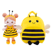 Load image into Gallery viewer, Personalized Yellow Bee Plush Baby Girl Doll + Bee Backpack