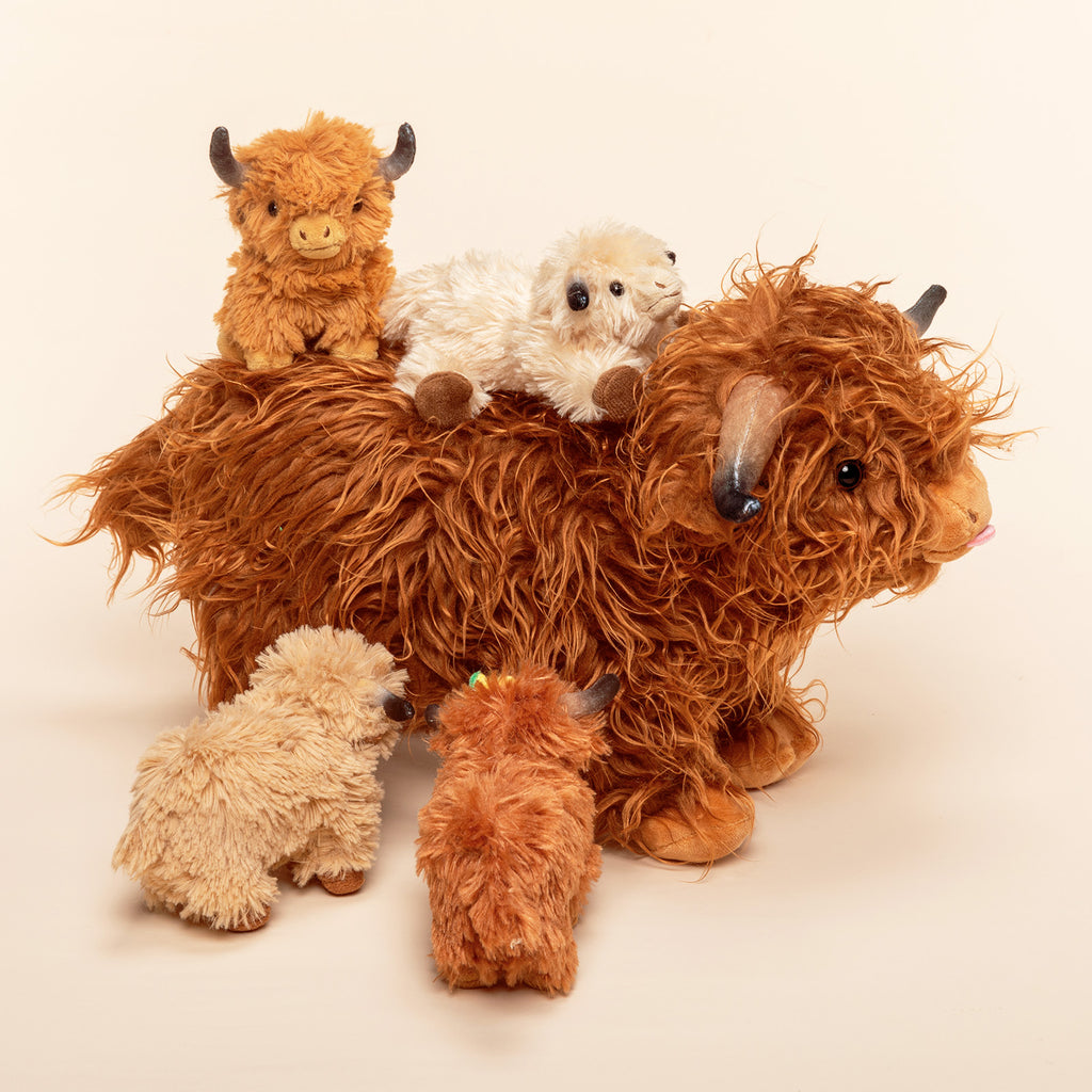 Scottish Highland Cow Cattle Stuffed Animal with 4 Babies Inside